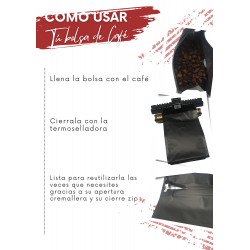 bolsa de cafe base plana negra