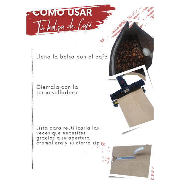 Bolsas para café: Papel Kraft 250g Base Plana - Con Aluminio 250ud