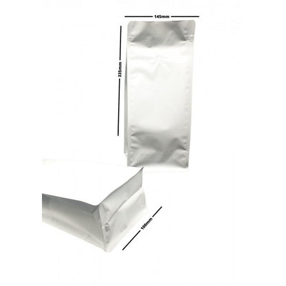 Bolsa de cafe blanca base plana 1 kg 