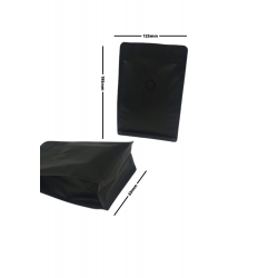 Bolsa de cafe negra 250 gramos base plana  