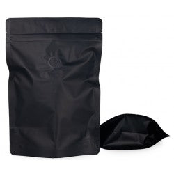 bolsa de cafe negra doy pack con zipper y valvula 