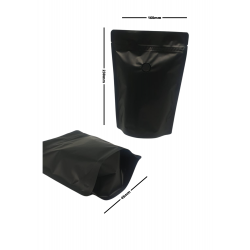 bolsa de cafe negra doy pack con zipper y valvula 