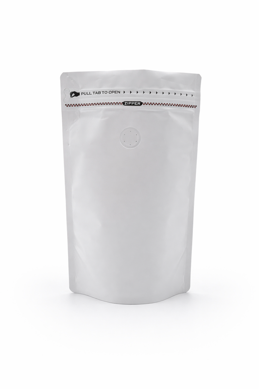 Bolsas para café: Blanco Mate 250g doy pack - Con Aluminio 250ud