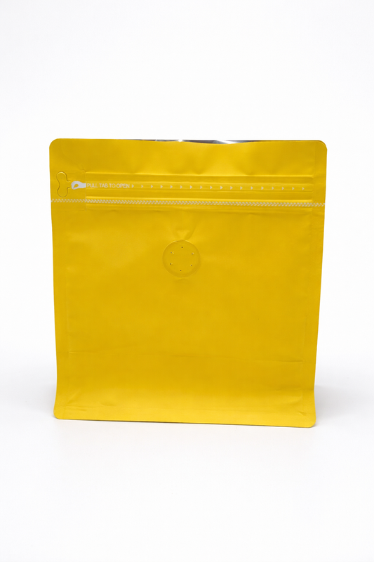 Bolsas para café: Amarilla 250g Box Bottom – Con aluminio (250 ud)