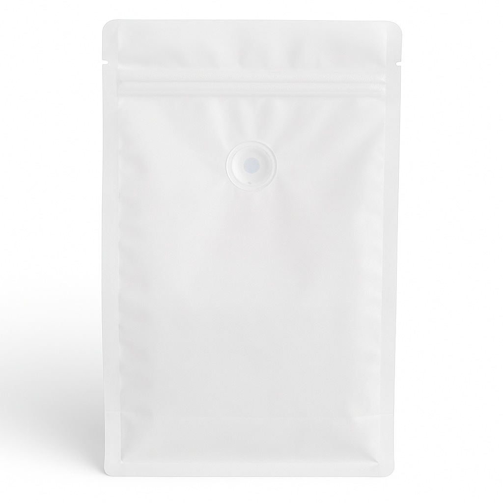 Bolsa para café: blanco 250 gr base plana - Reciclable  250ud
