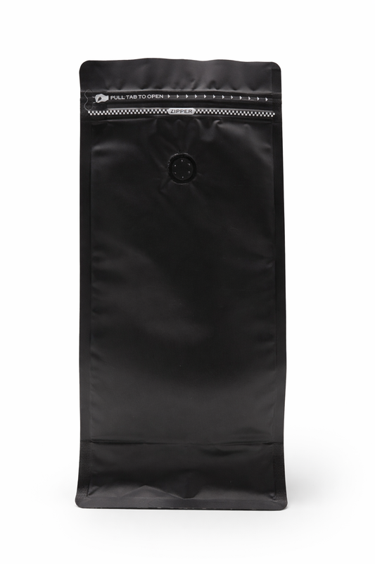 Bolsas para café: Negro Satinado 1kg Base Plana Con Aluminio 250ud